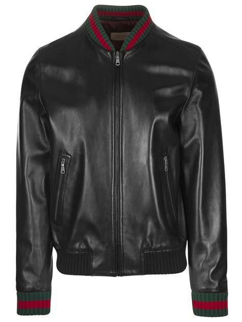 gucci leather biker jacket with studs|Gucci web black leather jacket.